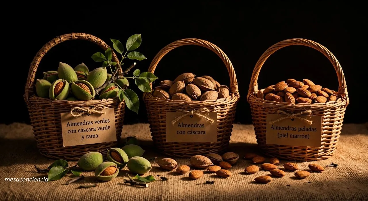 Fotografía de almendras crudas con piel