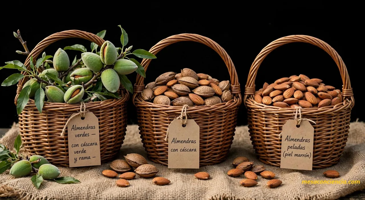 Fotografía de almendras crudas con piel